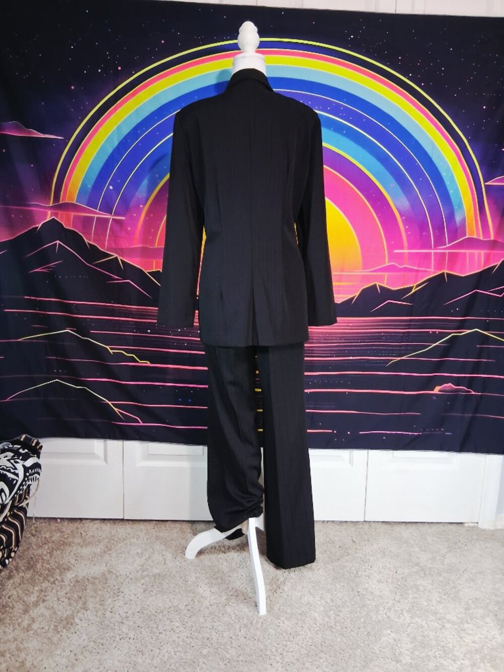 Vintage Y2K Breakin' Loose Black Pinstripe 2-Piece Pant Suit Set Size 13/14 - Picture 10 of 11